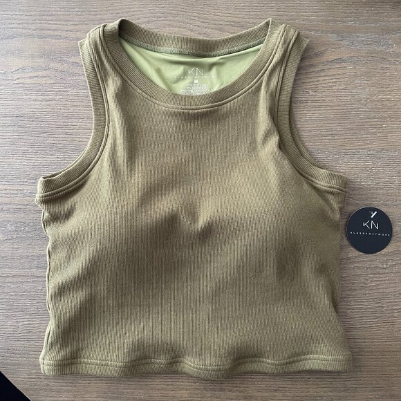 Klassy Network Racerback Brami Crop Top - Olive Green, Size Medium - Picture 4 of 5